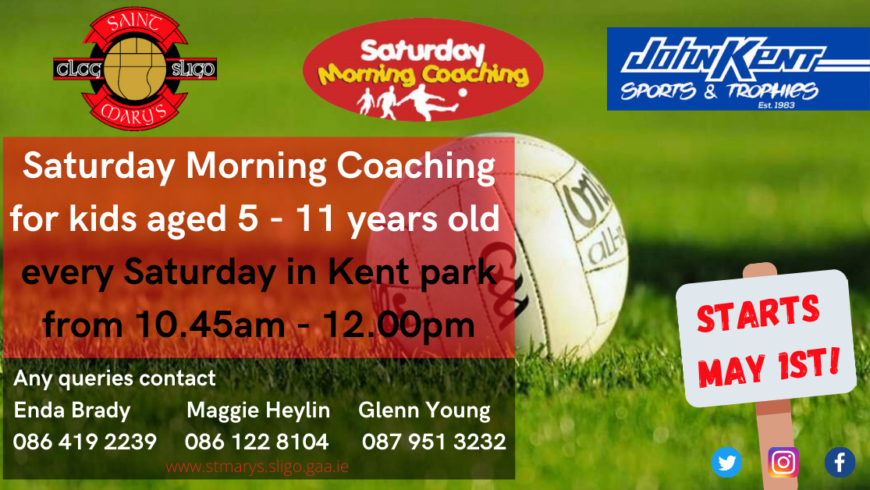 Saturday Morning Coaching Returns for Kids aged 5-11